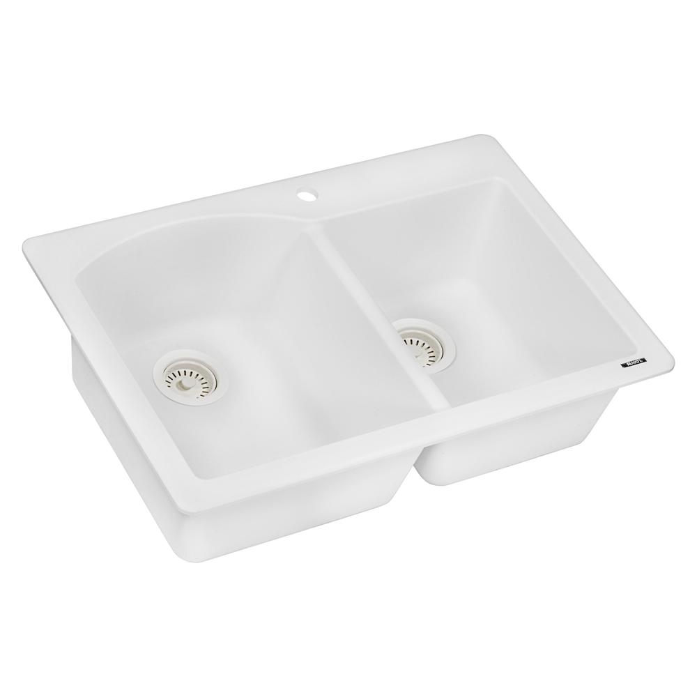 Ruvati 33 x 22 inch epiGranite Dual-Mount Double Bowl Kitchen Sink. Picture 2