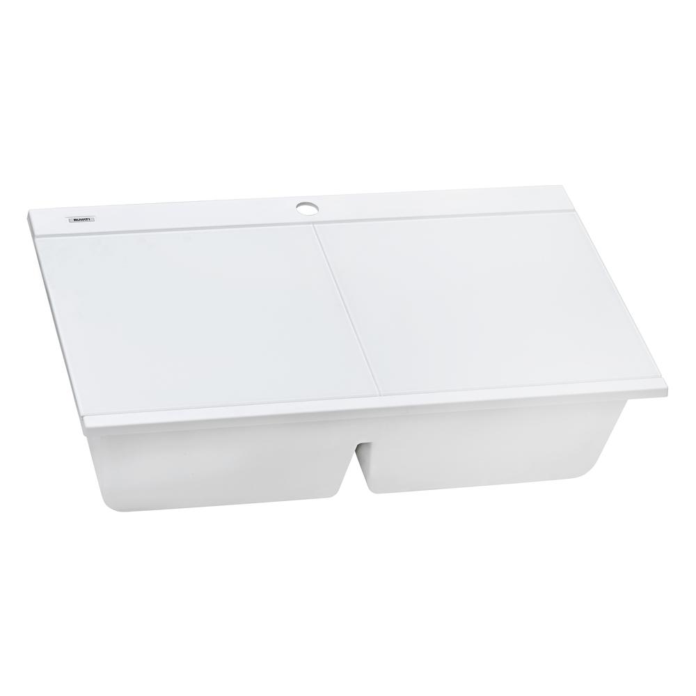 Ruvati 34 inch epiGranite Topmount Workstation Ledge Kitchen Sink. Picture 8