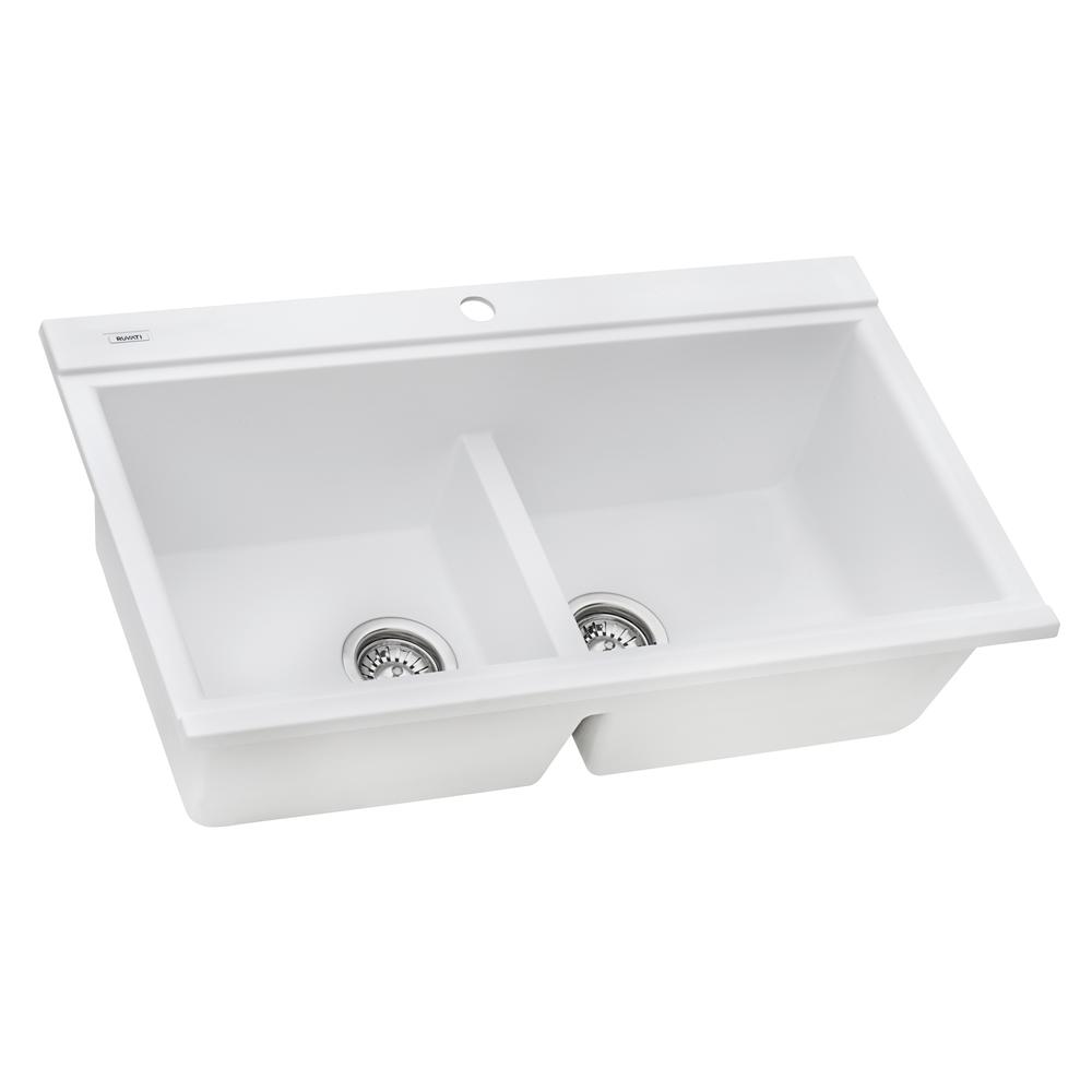 Ruvati 34 inch epiGranite Topmount Workstation Ledge Kitchen Sink. Picture 5