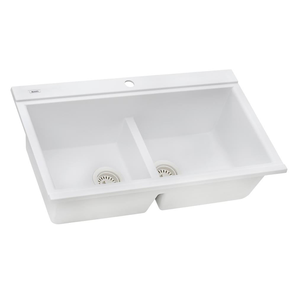 Ruvati 34 inch epiGranite Topmount Workstation Ledge Kitchen Sink. Picture 11