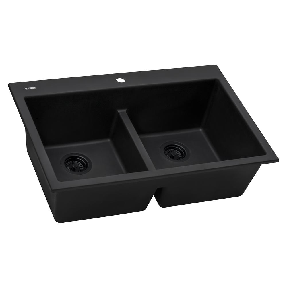 Ruvati 33 x 22 inch epiGranite Drop-in TopMount Double Bowl Kitchen Sink. Picture 2