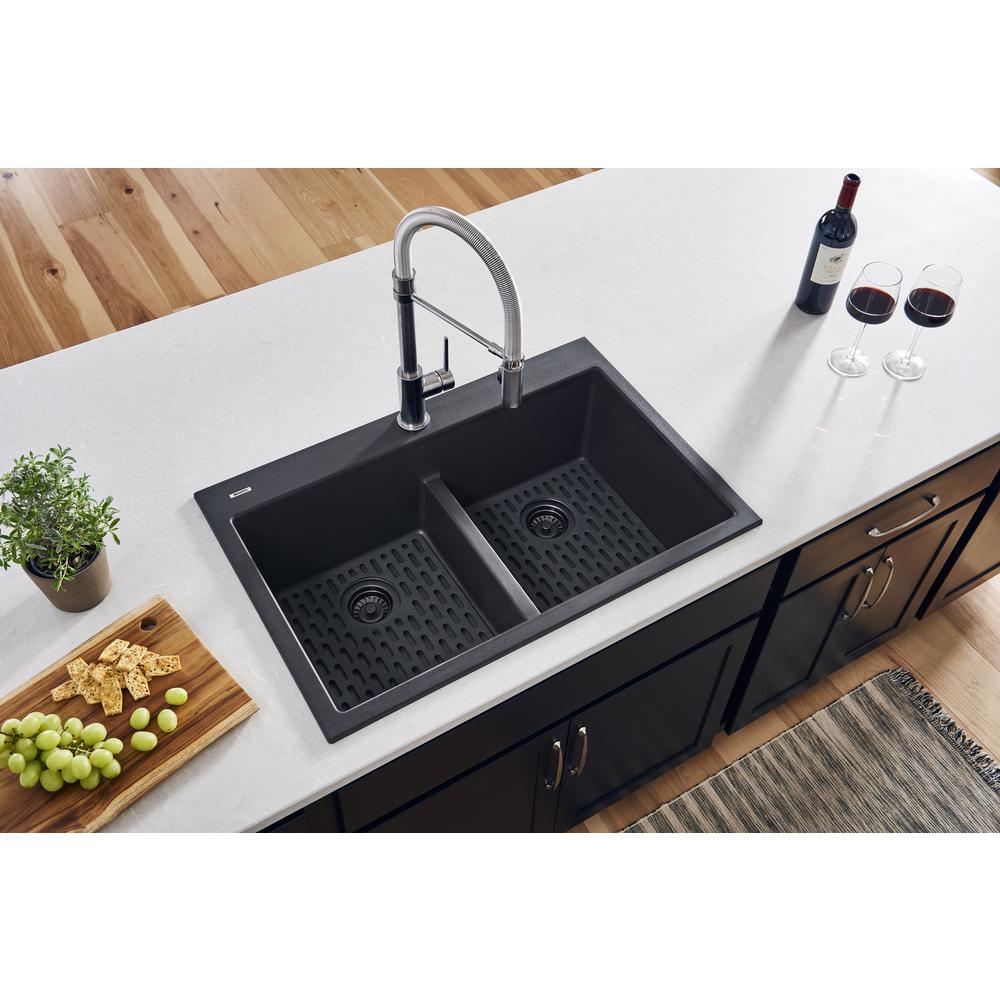Ruvati 33 x 22 inch epiGranite Drop-in TopMount Double Bowl Kitchen Sink. Picture 13