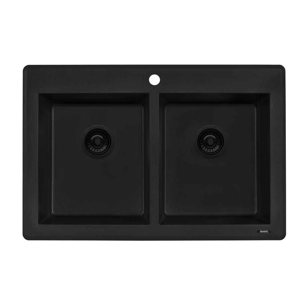 Ruvati 33 x 22 inch epiGranite Dual-Mount Double Bowl Kitchen Sink. Picture 2