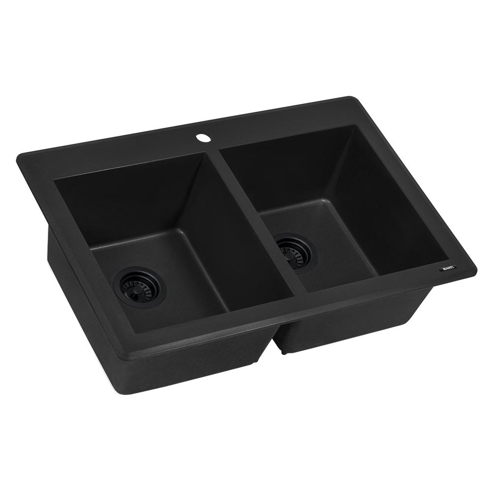 Ruvati 33 x 22 inch epiGranite Dual-Mount Double Bowl Kitchen Sink. Picture 3