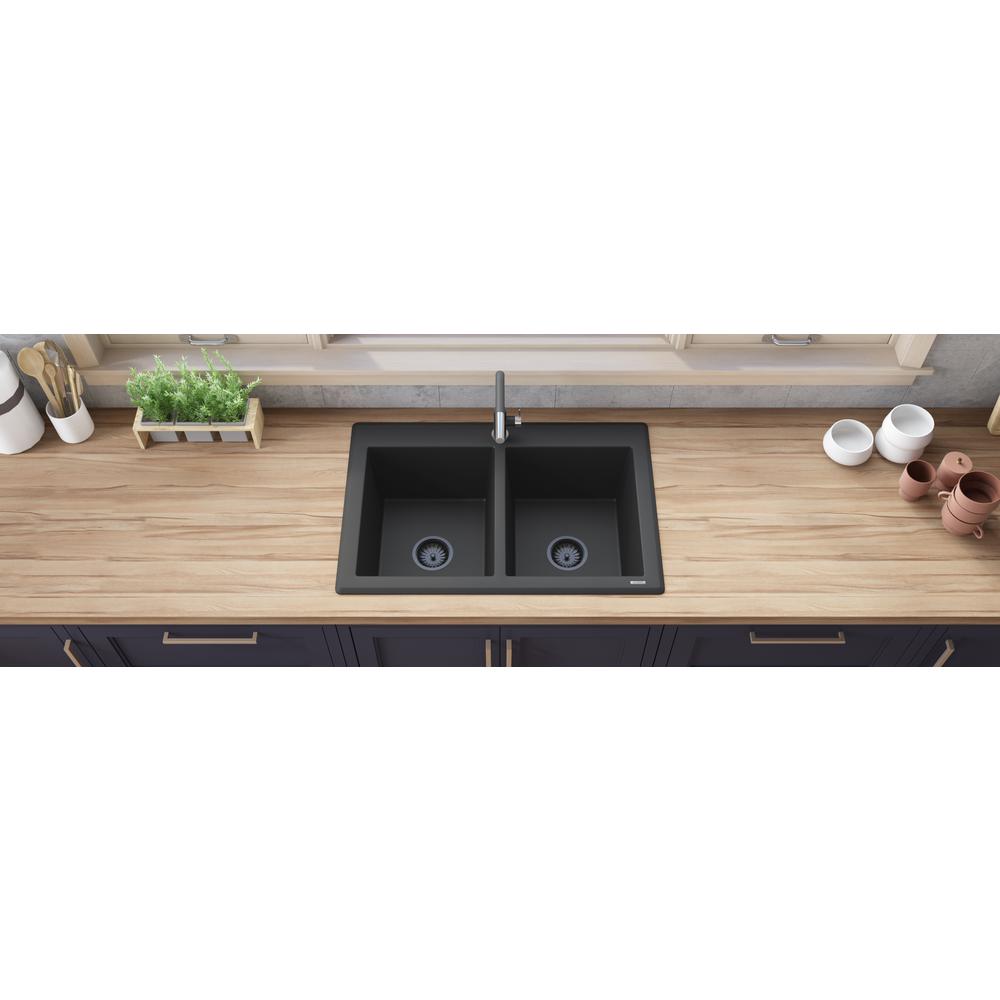 Ruvati 33 x 22 inch epiGranite Dual-Mount Double Bowl Kitchen Sink. Picture 4