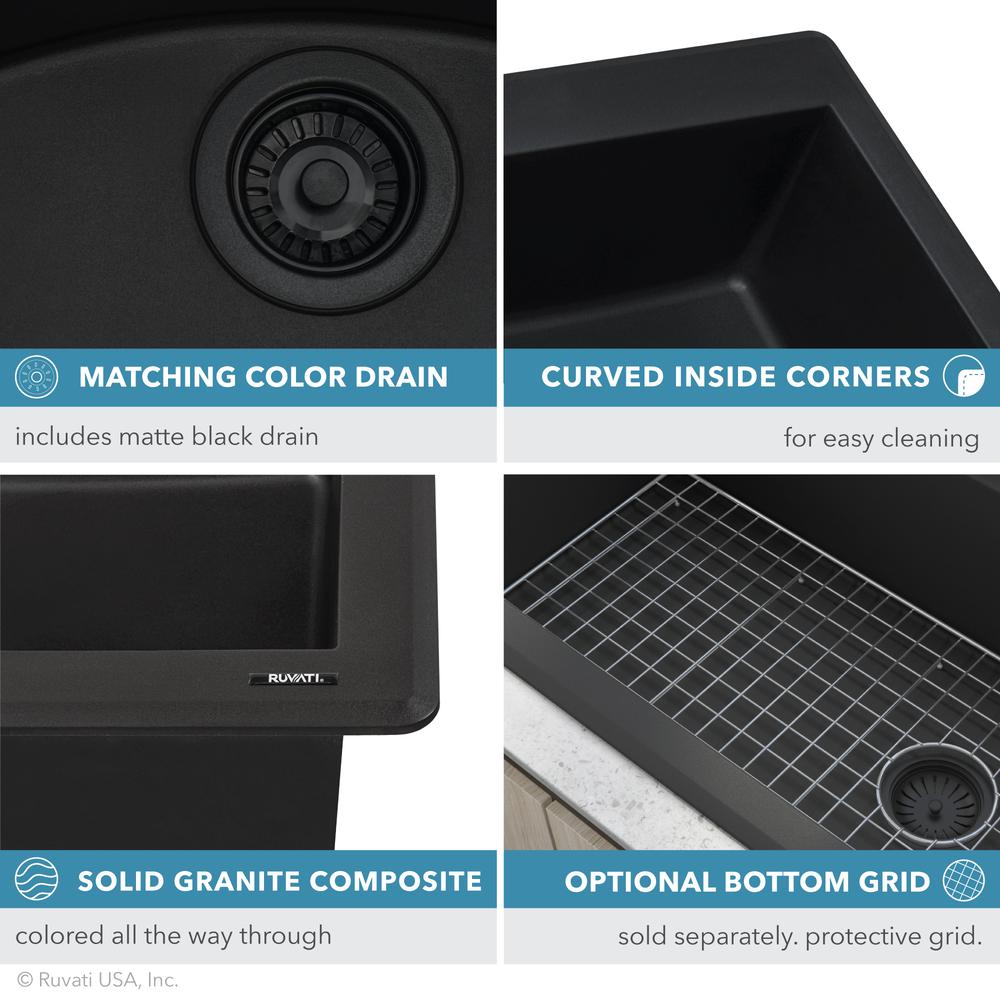 Ruvati 33 x 22 inch epiGranite Dual-Mount Double Bowl Kitchen Sink. Picture 5