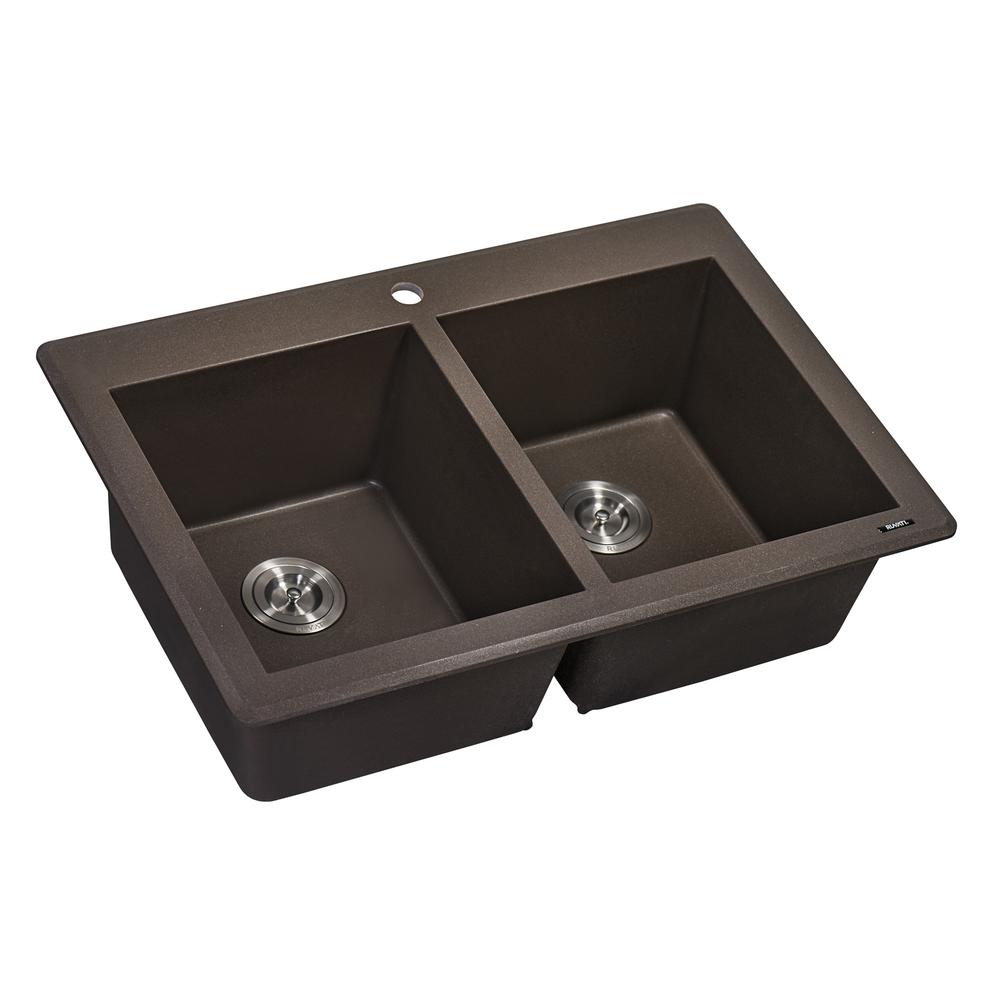 Ruvati 33 x 22 inch epiGranite Dual-Mount Double Bowl Kitchen Sink. Picture 2