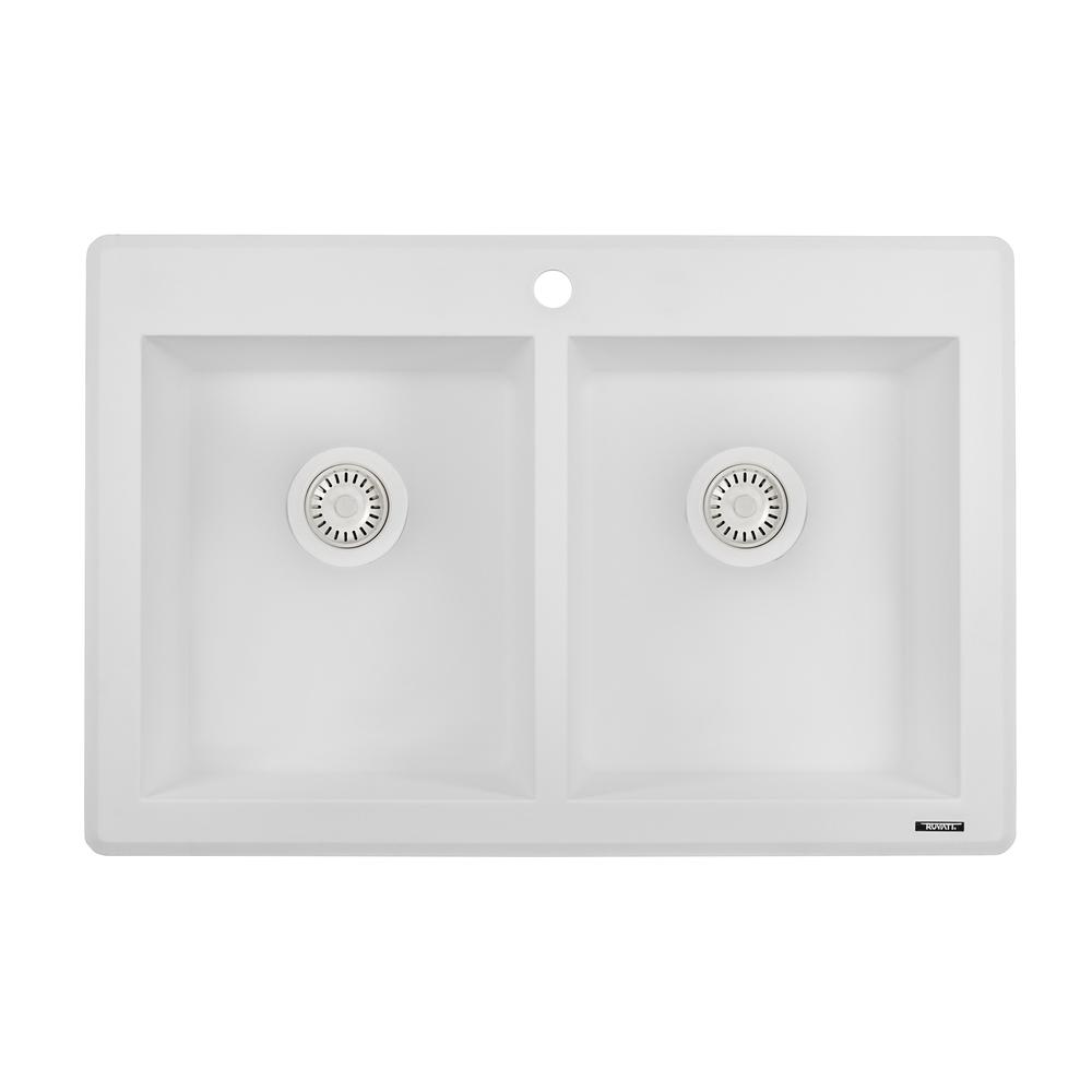 Ruvati 33 x 22 inch epiGranite Dual-Mount Double Bowl Kitchen Sink. Picture 2