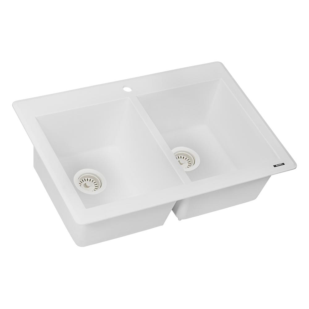 Ruvati 33 x 22 inch epiGranite Dual-Mount Double Bowl Kitchen Sink. Picture 3