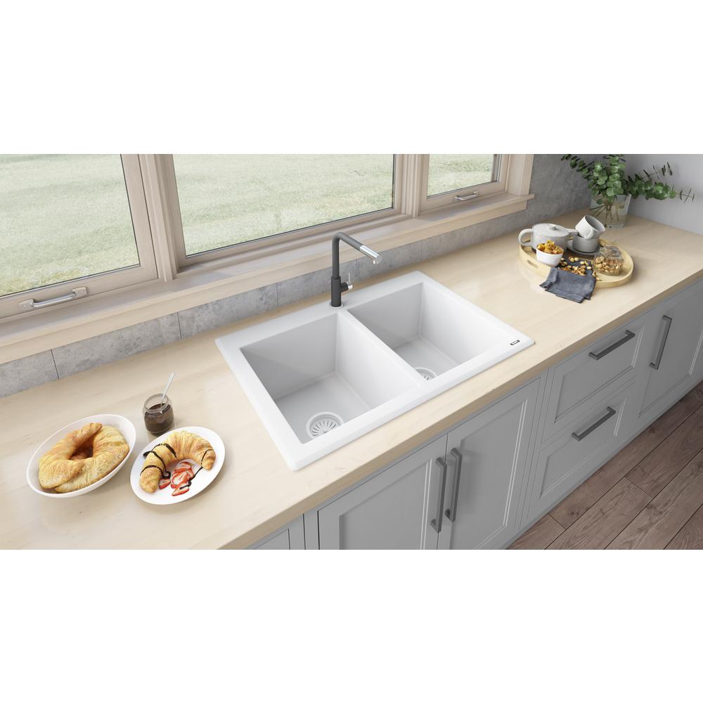 Ruvati 33 x 22 inch epiGranite Dual-Mount Double Bowl Kitchen Sink. Picture 8