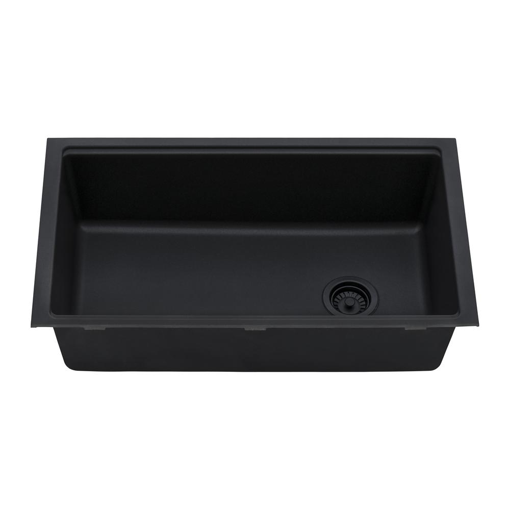 Undermount Workstation Granite Composite Kitchen Sink Matte Black. Picture 10