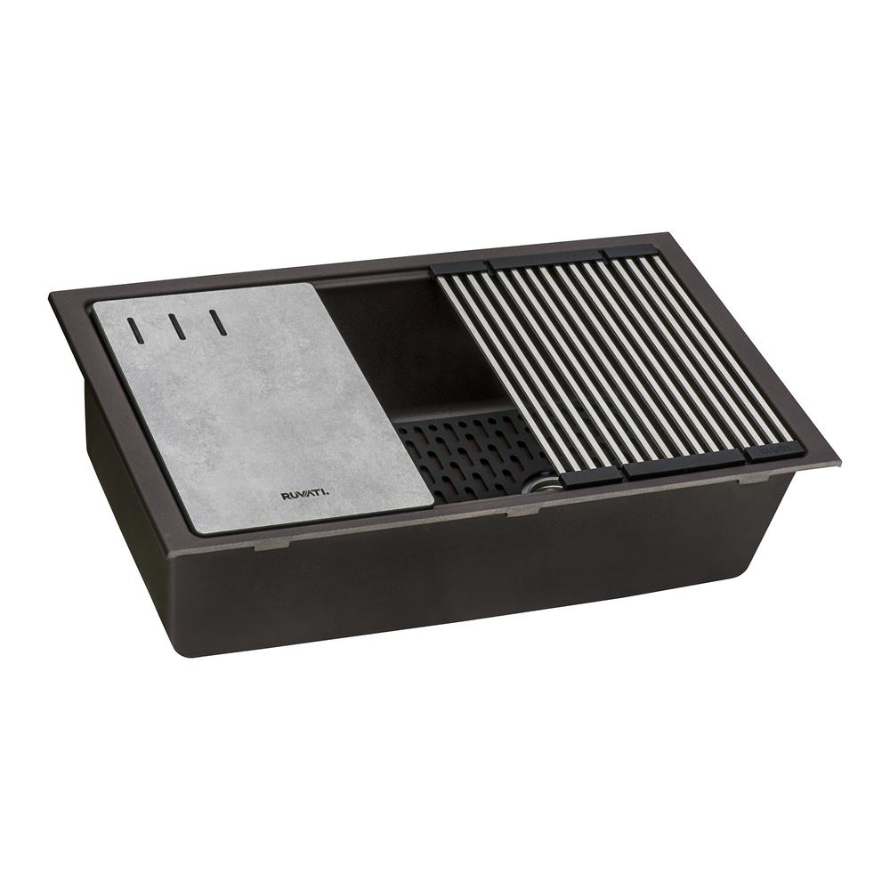 Granite Composite Undermount Workstation Kitchen Sink Coffee Brown. Picture 2