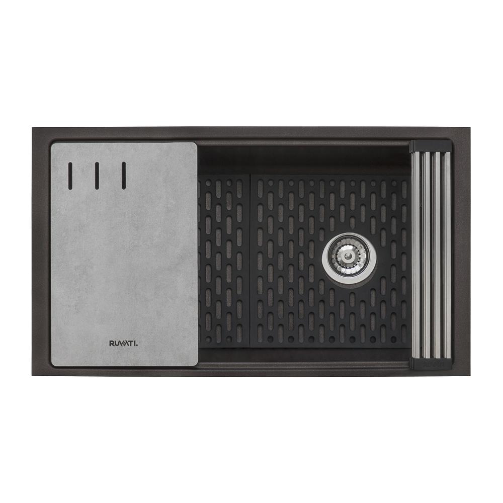 Granite Composite Undermount Workstation Kitchen Sink Coffee Brown. Picture 3