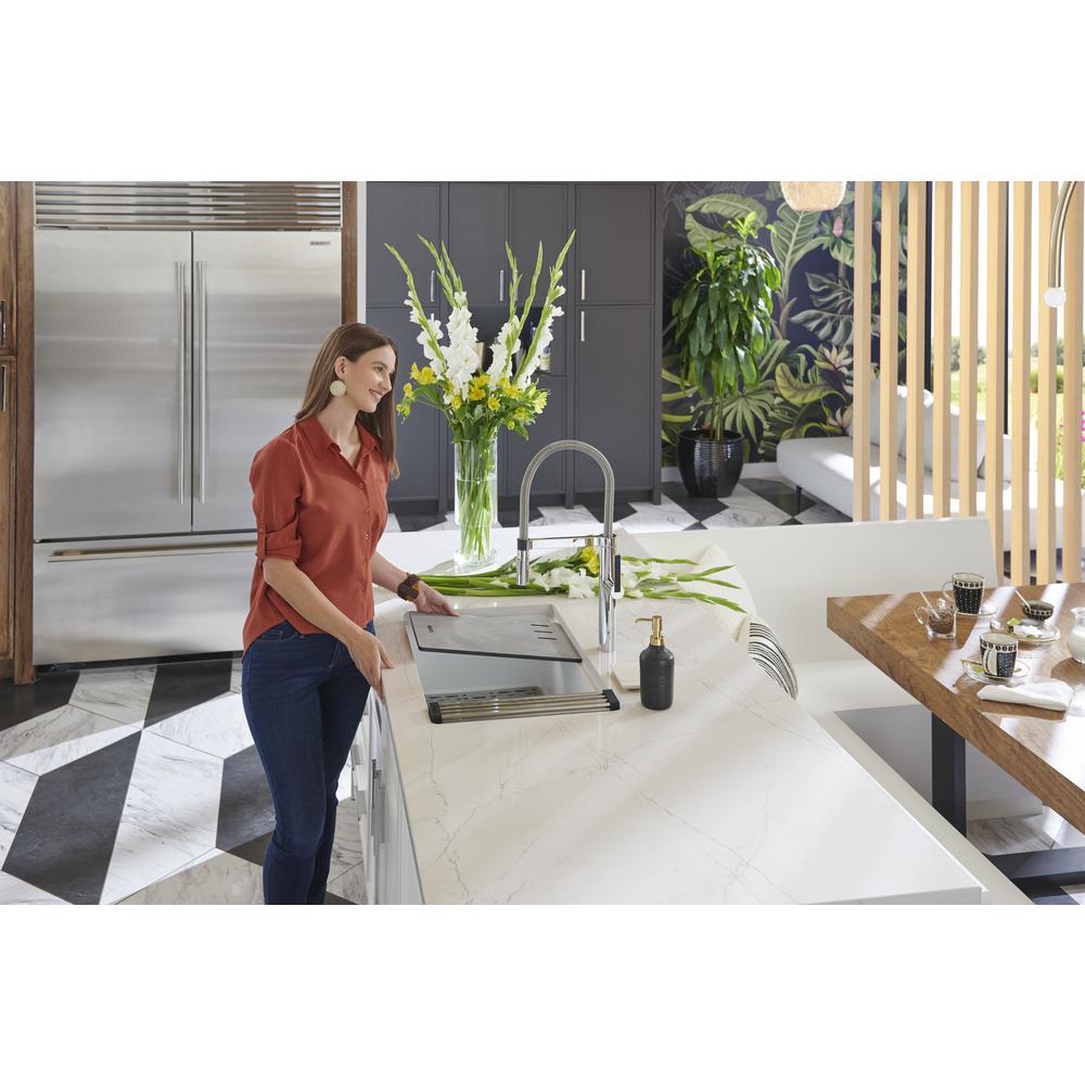 Granite Composite Workstation Undermount Kitchen Sink Single Bowl White. Picture 11