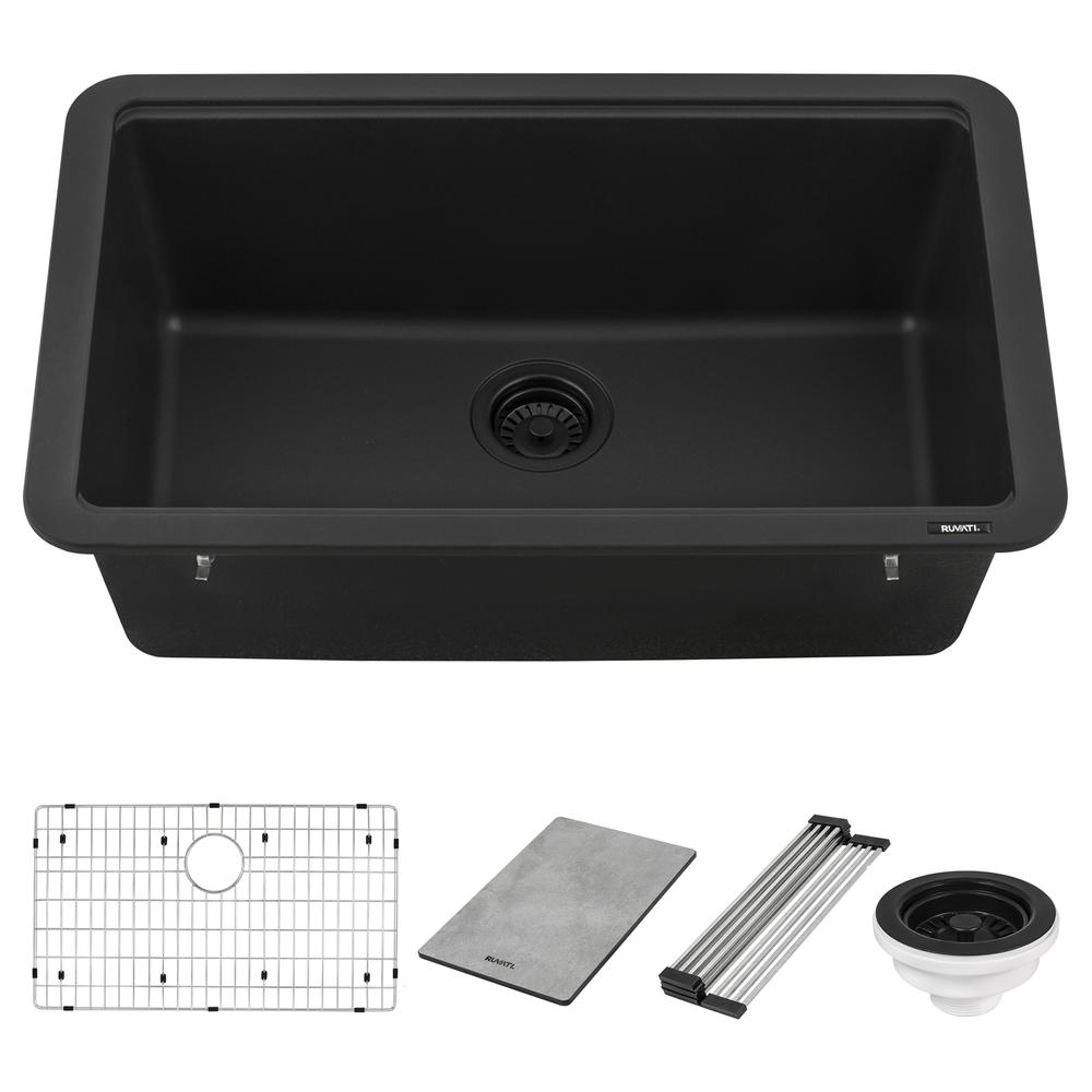 Ruvati 30-inch Workstation Matte Black Dual Mount Kitchen Sink. Picture 5