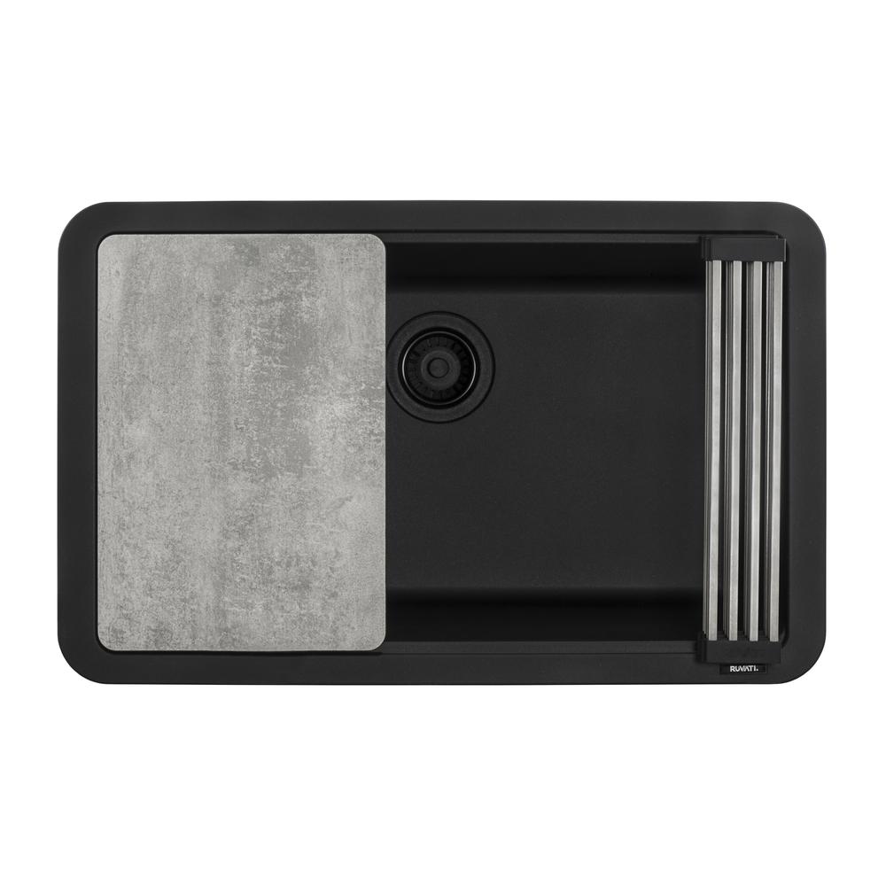 Ruvati 30-inch Workstation Matte Black Dual Mount Kitchen Sink. Picture 2