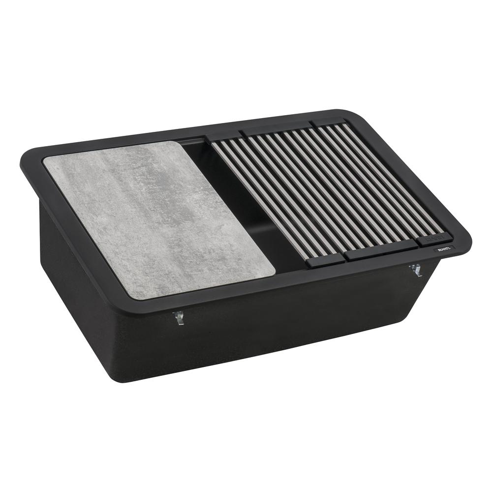 Ruvati 30-inch Workstation Matte Black Dual Mount Kitchen Sink. Picture 4