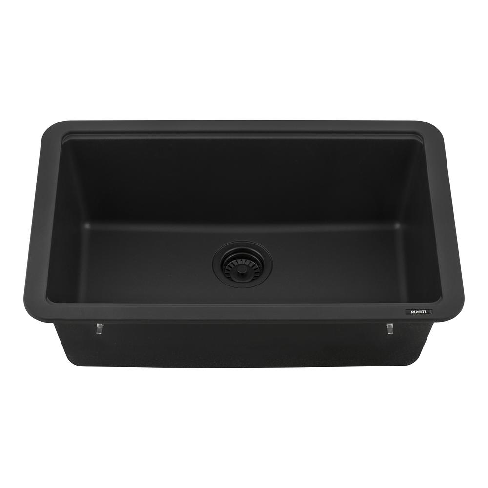 Ruvati 30-inch Workstation Matte Black Dual Mount Kitchen Sink. Picture 3