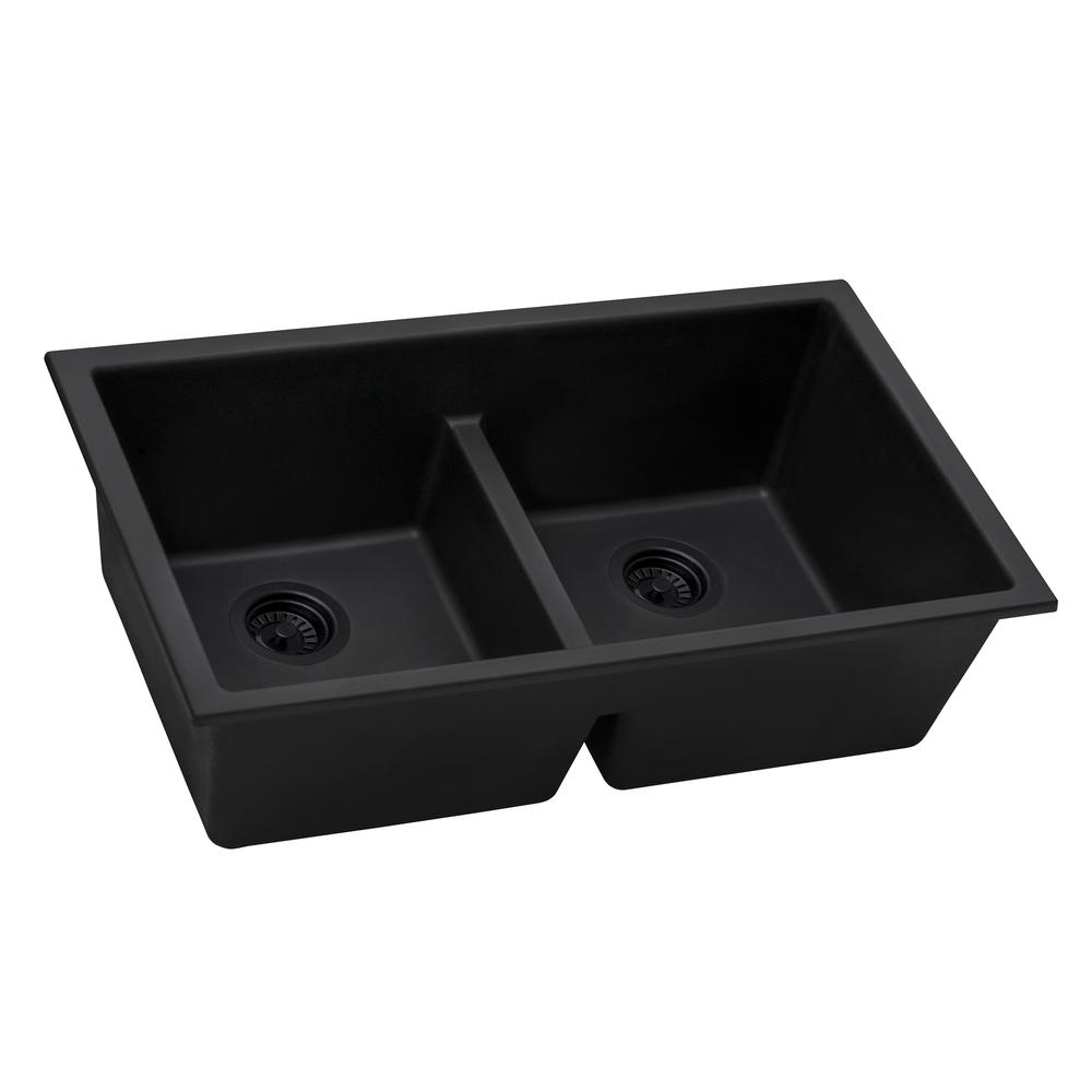 Ruvati 33 x 19 inch Undermount Low Divide Double Bowl Kitchen Sink. Picture 7