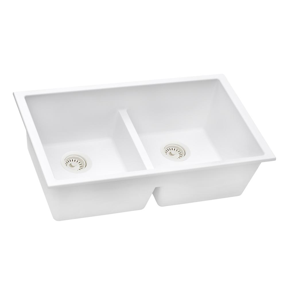 Ruvati 33 x 19 inch Undermount Double Bowl Low Divide Kitchen Sink. Picture 8