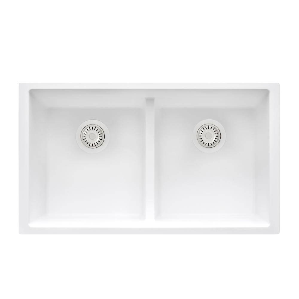 Ruvati 33 x 19 inch Undermount Double Bowl Low Divide Kitchen Sink. Picture 9