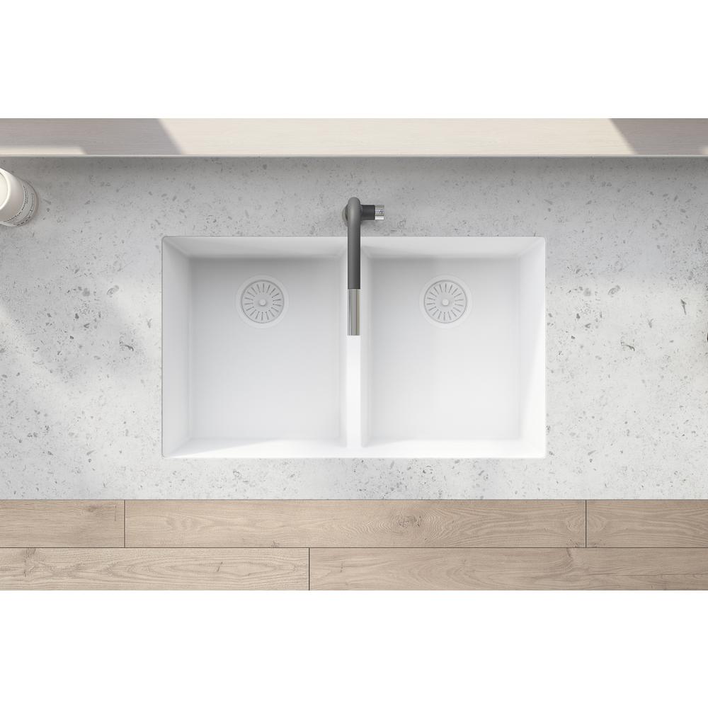 Ruvati 33 x 19 inch Undermount Double Bowl Low Divide Kitchen Sink. Picture 4