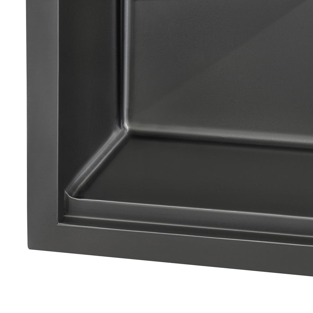 33in Black Stainless Steel Workstation Drop-in Topmount Kitchen Sink Single Bowl. Picture 9