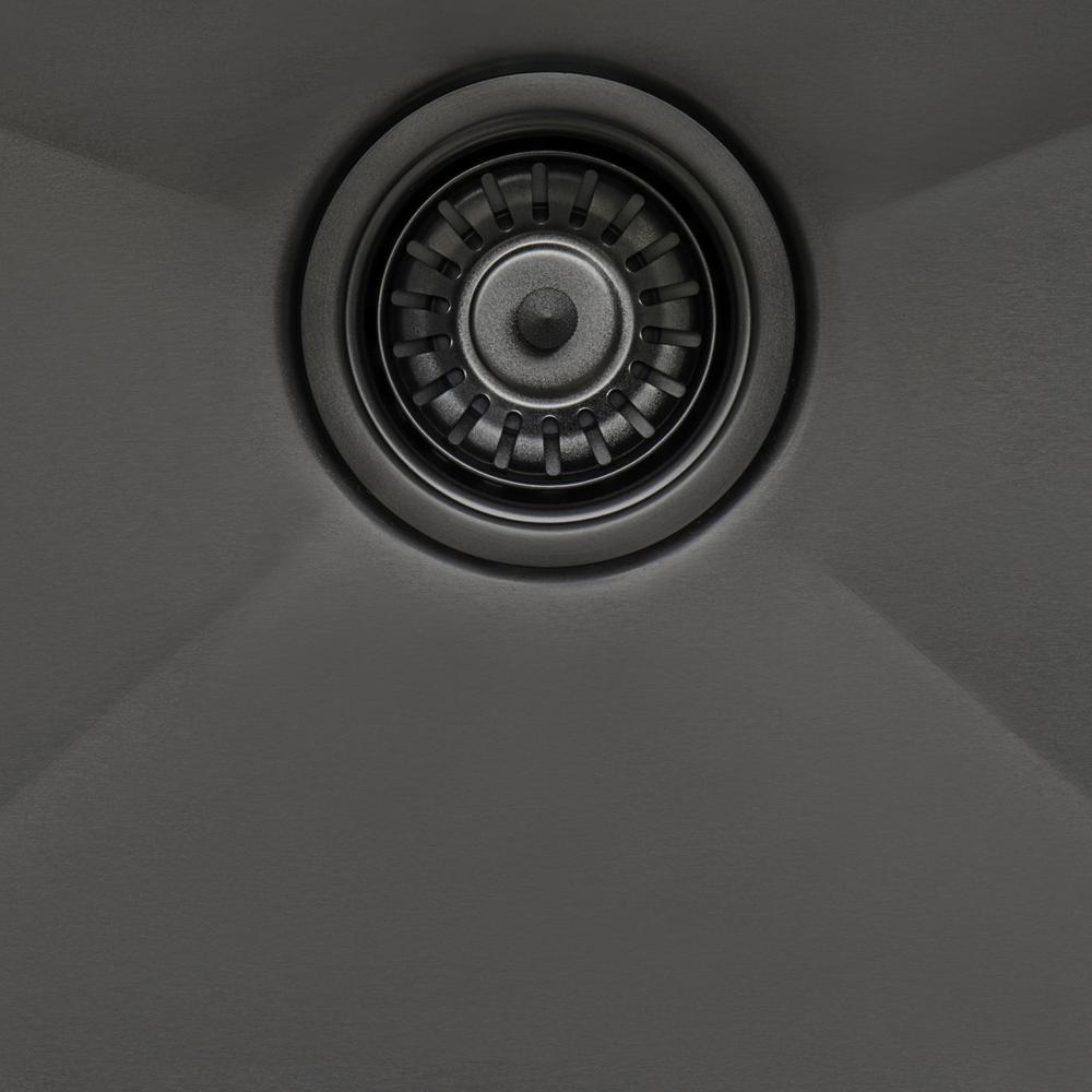 33in Black Stainless Steel Workstation Drop-in Topmount Kitchen Sink Single Bowl. Picture 12