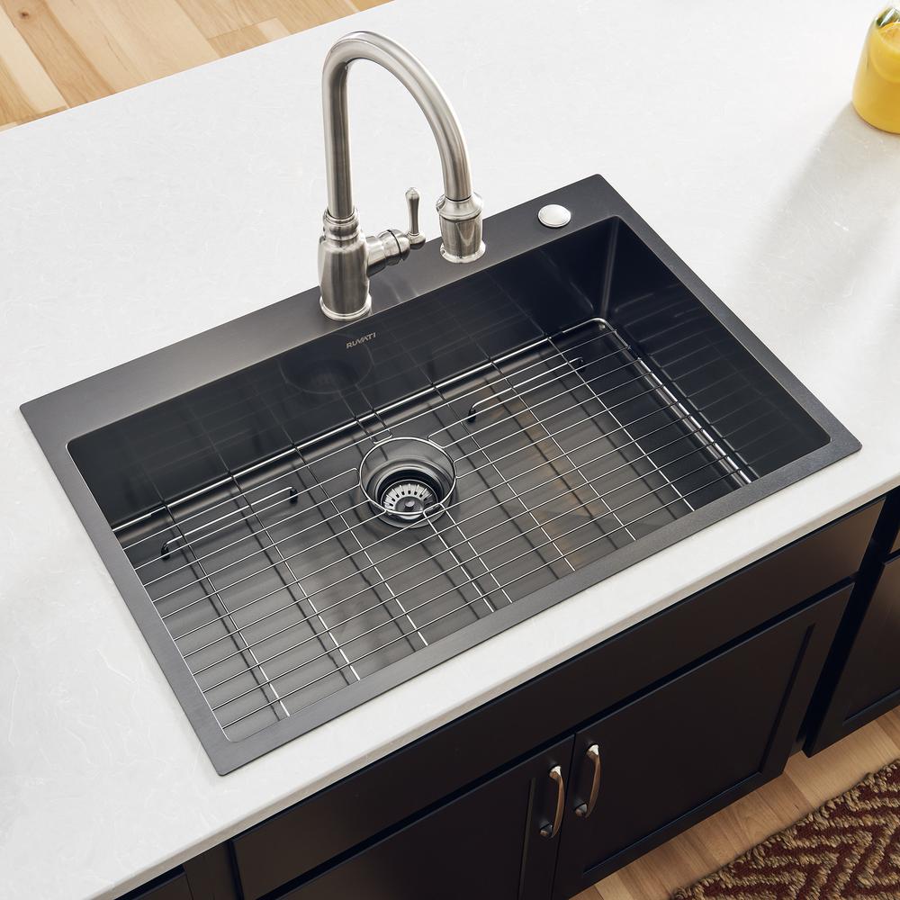 Ruvati 33 x 22 inch Drop-in Topmount Kitchen Sink 16 Gauge Single Bowl. Picture 6
