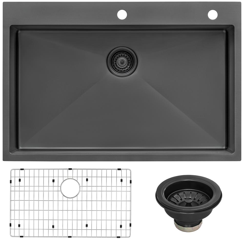Ruvati 33 x 22 inch Drop-in Topmount Kitchen Sink 16 Gauge Single Bowl. Picture 7