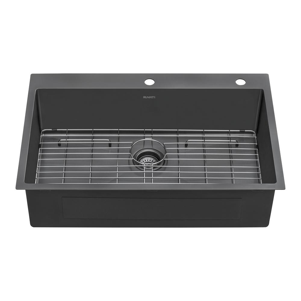 Ruvati 33 x 22 inch Drop-in Topmount Kitchen Sink 16 Gauge Single Bowl. Picture 1