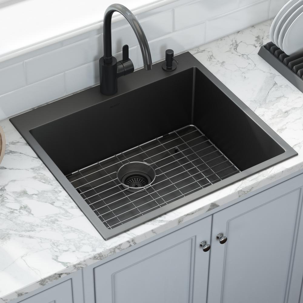 Ruvati 25 inch Drop-in Topmount Kitchen Sink Single Bowl. Picture 7