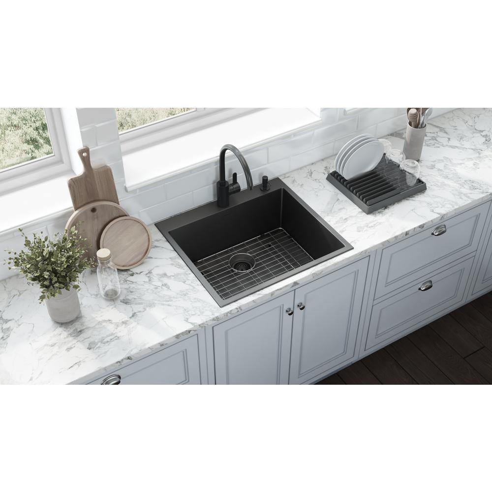 Ruvati 25 inch Drop-in Topmount Kitchen Sink Single Bowl. Picture 8