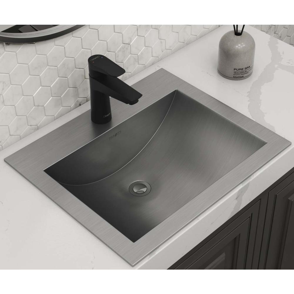 Ruvati 21 x 17 inch Drop-in Topmount Bathroom Sink Brushed Stainless Steel. Picture 5