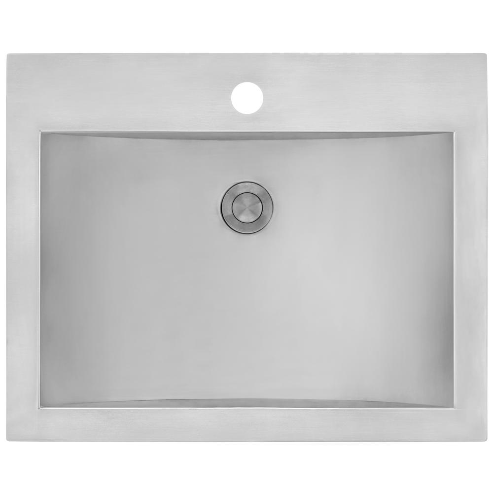 Ruvati 21 x 17 inch Drop-in Topmount Bathroom Sink Brushed Stainless Steel. Picture 1