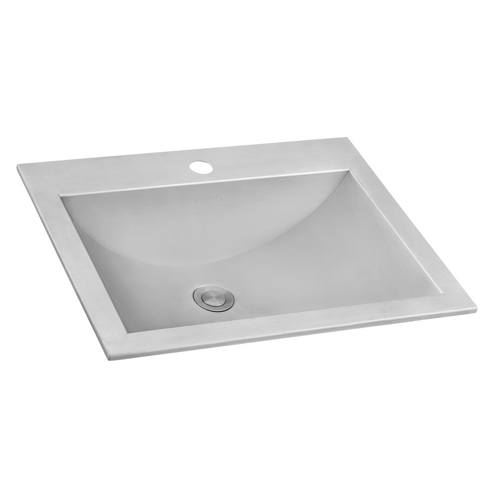 Ruvati 21 x 17 inch Drop-in Topmount Bathroom Sink Brushed Stainless Steel. Picture 3