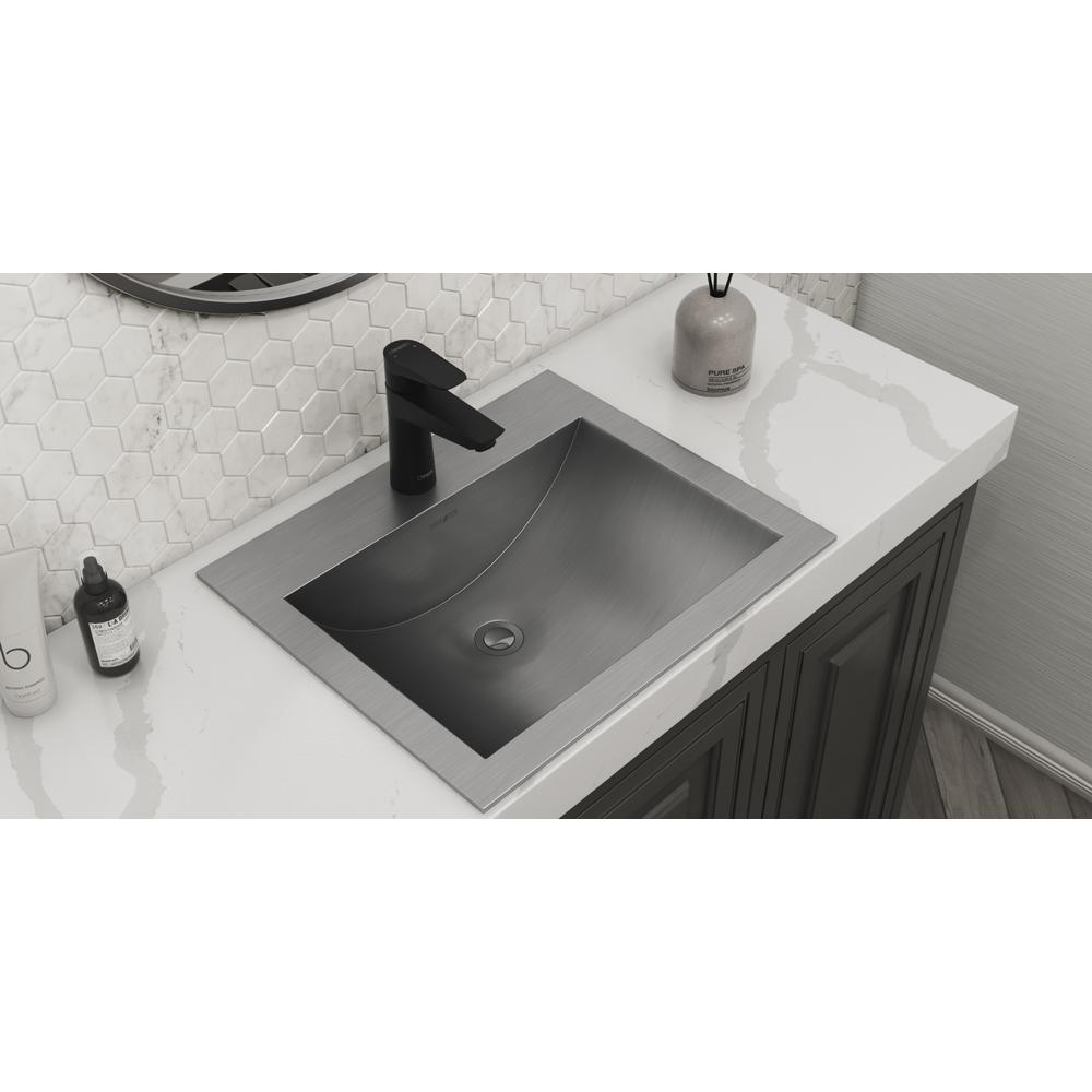 Ruvati 21 x 17 inch Drop-in Topmount Bathroom Sink Brushed Stainless Steel. Picture 4