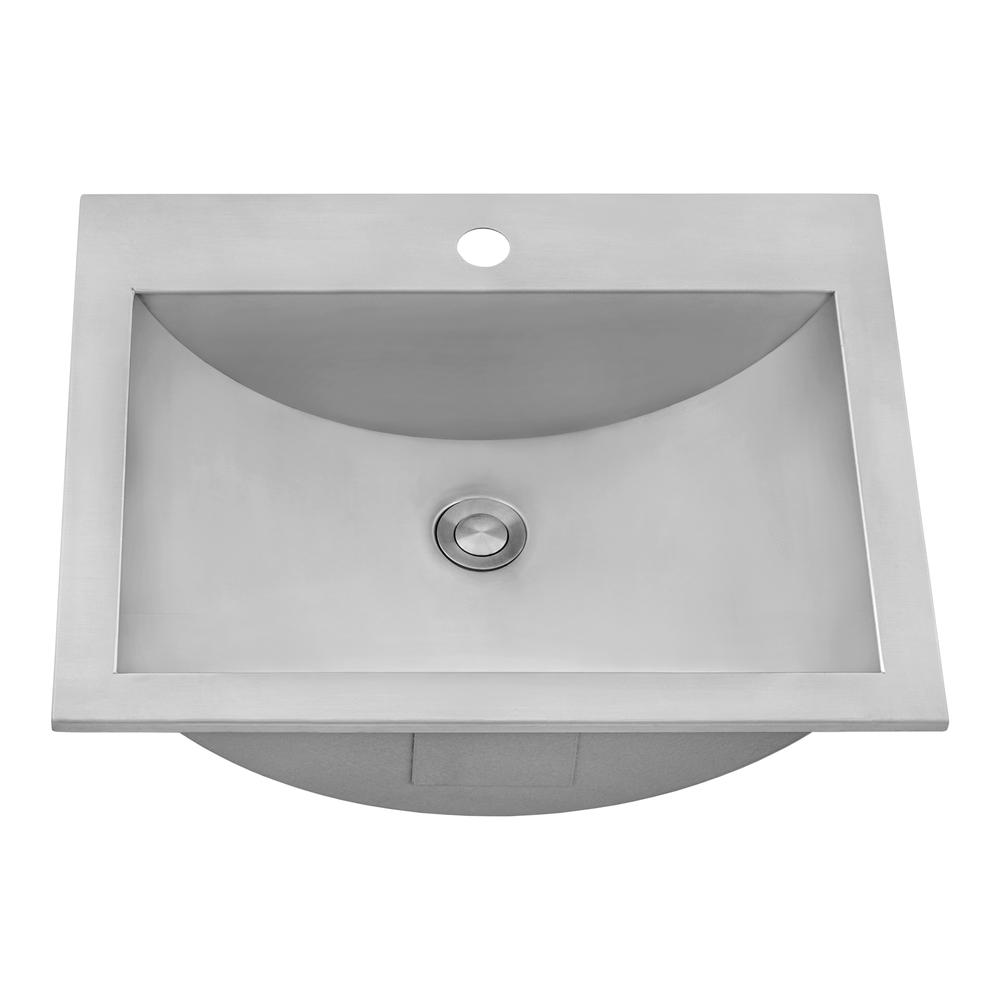 Ruvati 21 x 17 inch Drop-in Topmount Bathroom Sink Brushed Stainless Steel. Picture 2