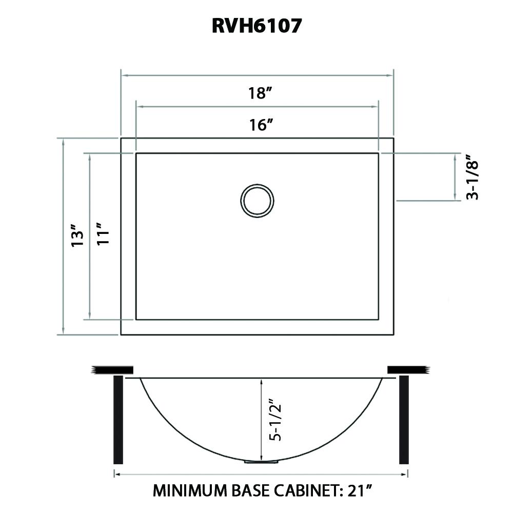 Ruvati 16 x 11 inch Stainless Steel Rectangular Bathroom Sink Undermount. Picture 5