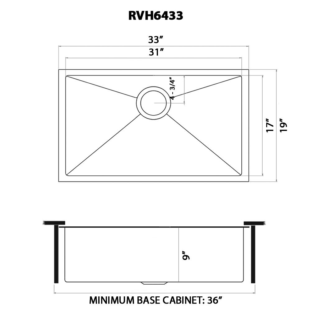 Ruvati 33-inch Undermount Kitchen Sink 16 Gauge Single Bowl. Picture 7