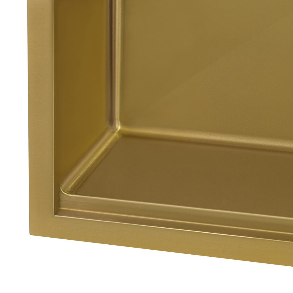 27in Polished Brass Matte Gold Workstation Undermount Kitchen Sink Single Bowl. Picture 8
