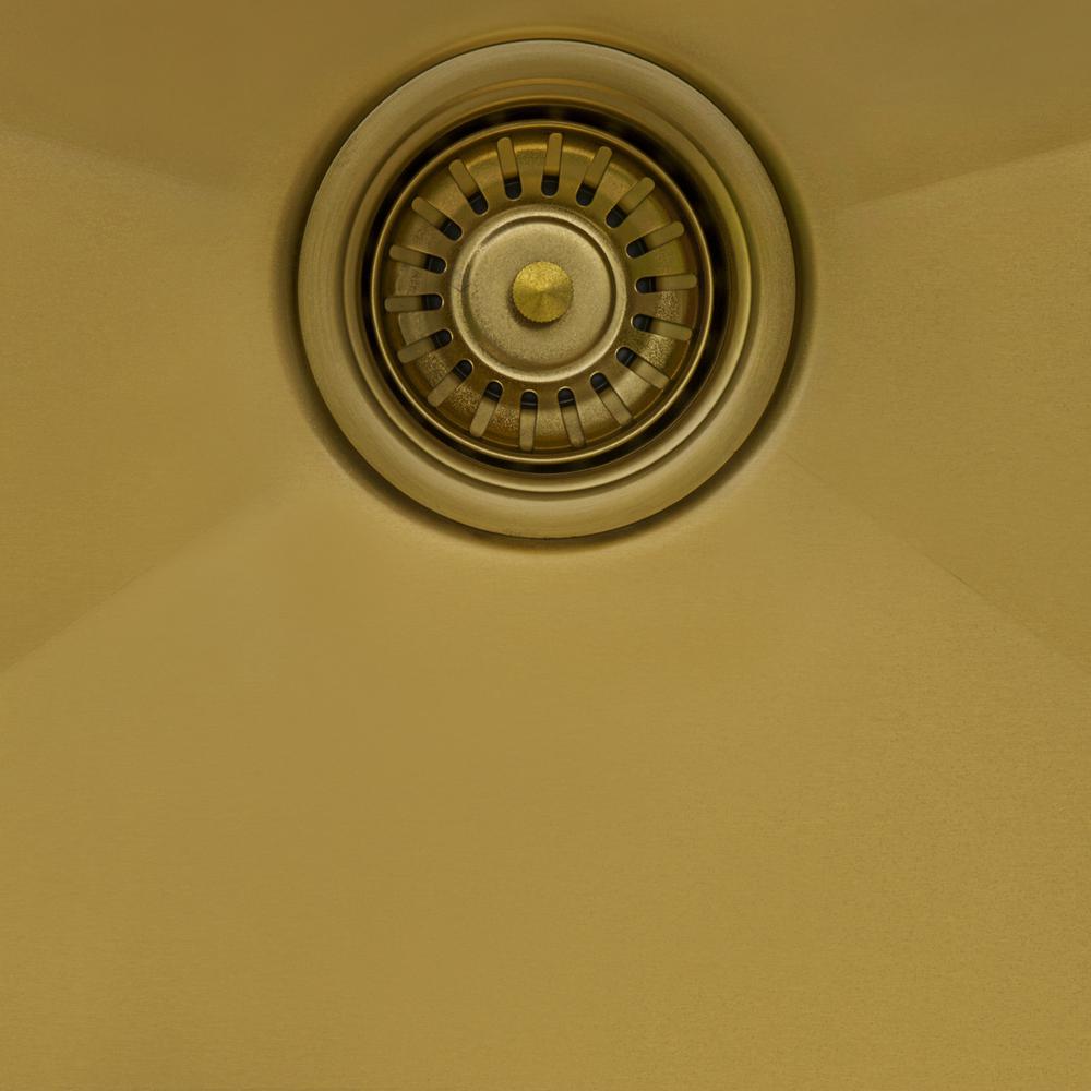 27in Polished Brass Matte Gold Workstation Undermount Kitchen Sink Single Bowl. Picture 9