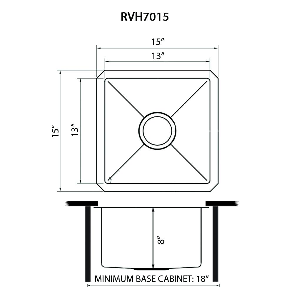 Ruvati 15 inch Undermount Bar Prep 16 Gauge Kitchen Sink Corners Single Bowl. Picture 6