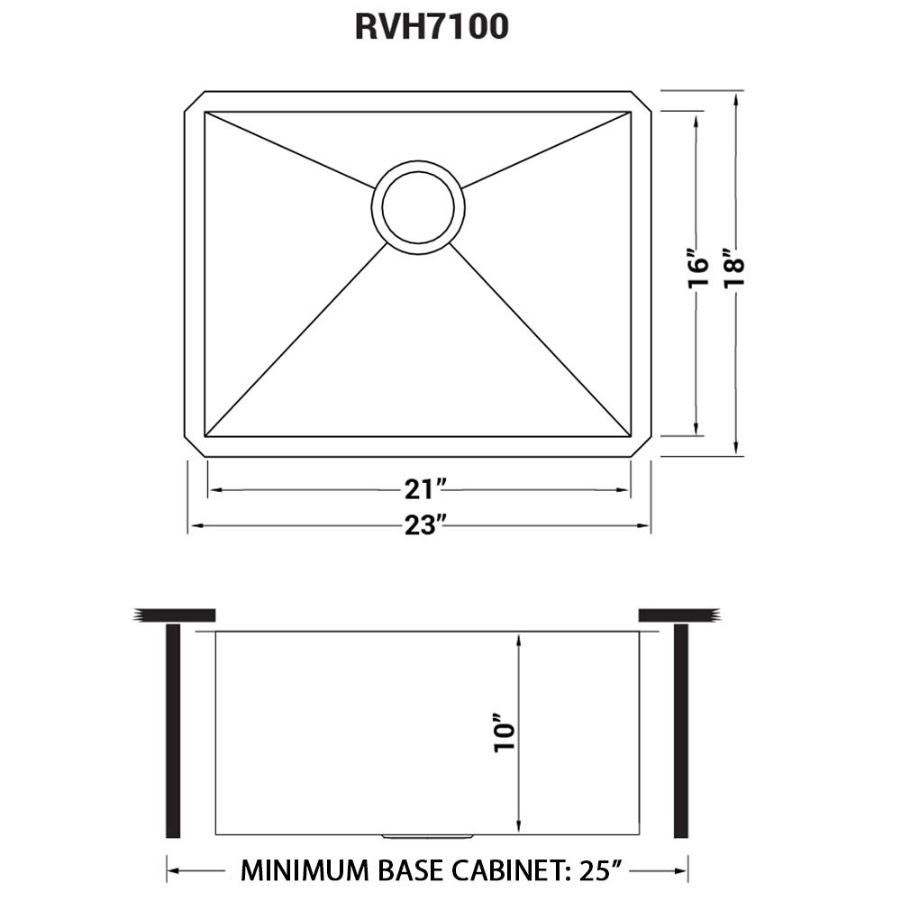 Ruvati 23-inch Undermount 16 Gauge Zero Radius Kitchen Sink Single Bowl. Picture 13