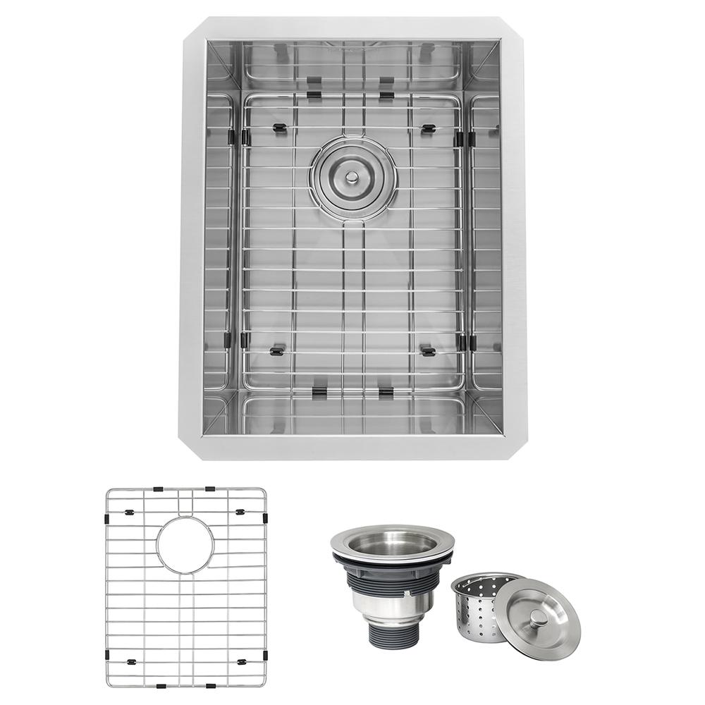 Ruvati 14-inch Undermount 16 Gauge Zero Radius Bar Prep Kitchen Sink Single Bowl. Picture 14