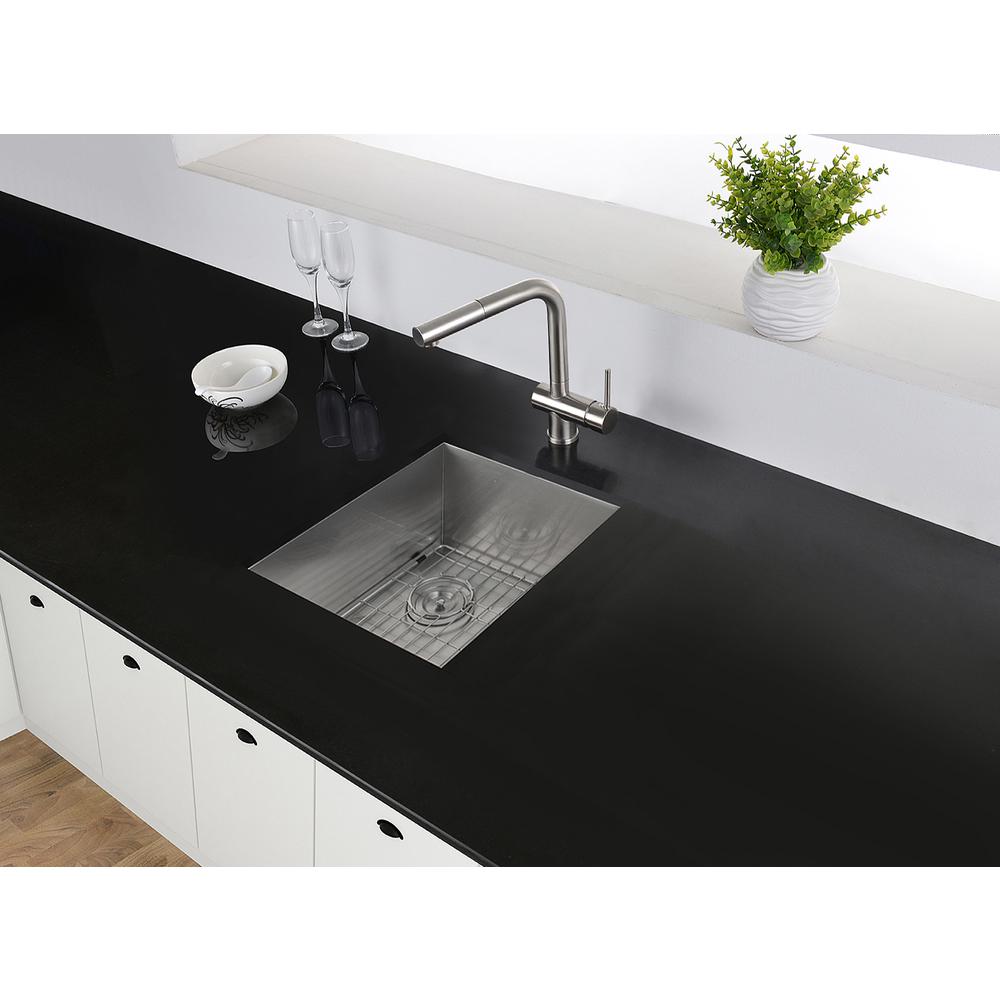 Ruvati 14-inch Undermount 16 Gauge Zero Radius Bar Prep Kitchen Sink Single Bowl. Picture 7