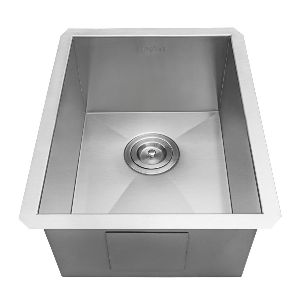Ruvati 14-inch Undermount 16 Gauge Zero Radius Bar Prep Kitchen Sink Single Bowl. Picture 11