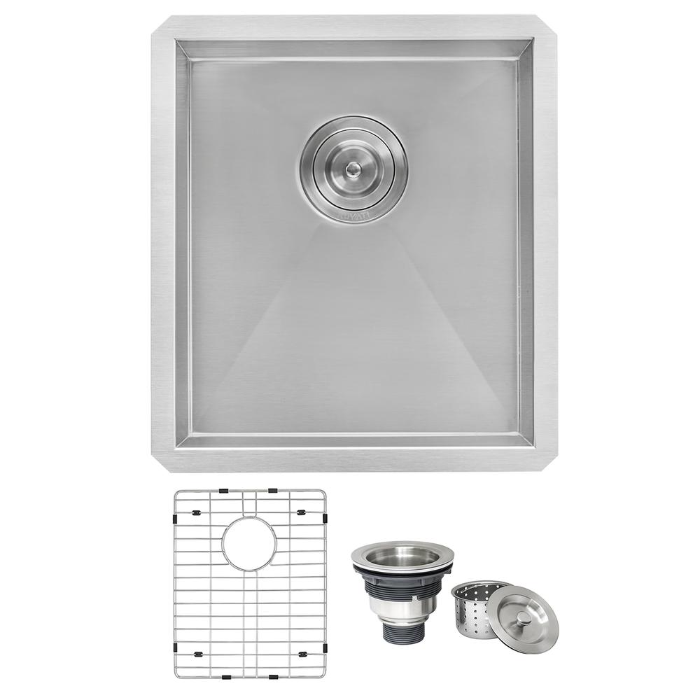 Ruvati 16-inch Undermount 16 Gauge Zero Radius Bar Prep Sink Single Bowl. Picture 2