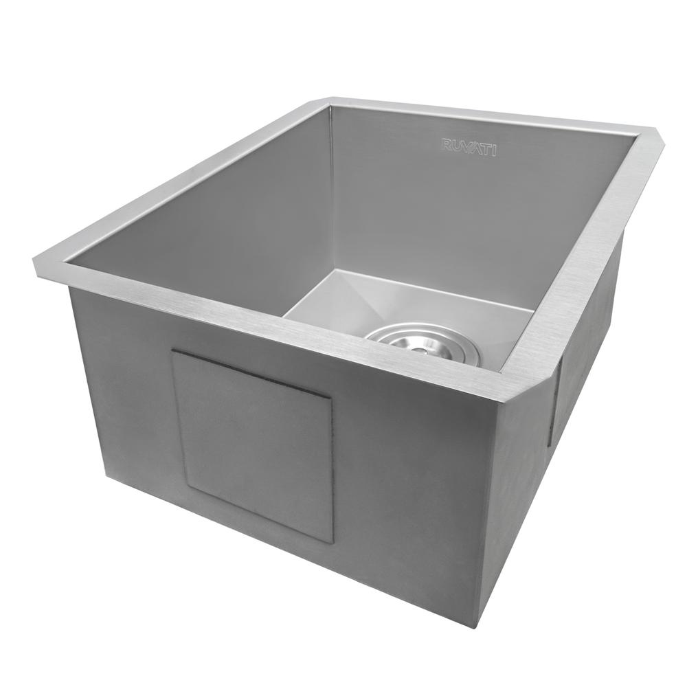 Ruvati 16-inch Undermount 16 Gauge Zero Radius Bar Prep Sink Single Bowl. Picture 11
