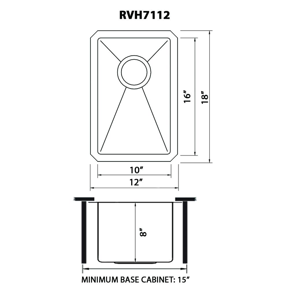 Ruvati 12 inch Undermount Bar Prep Kitchen Sink 16 Gauge Corners Single Bowl. Picture 6